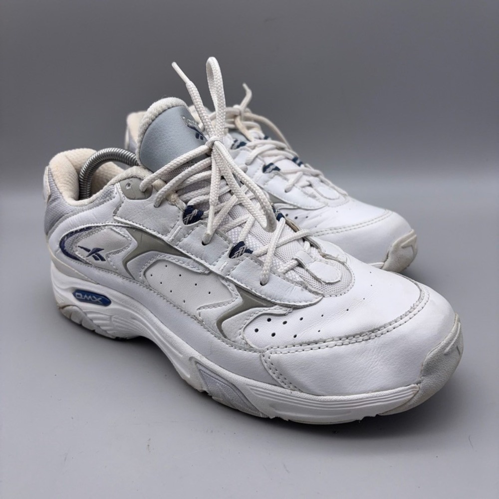 Reebok Walking Shoes Women 9.5 White Blue RB 004 WFC Athletic Dad Sneakers DMX